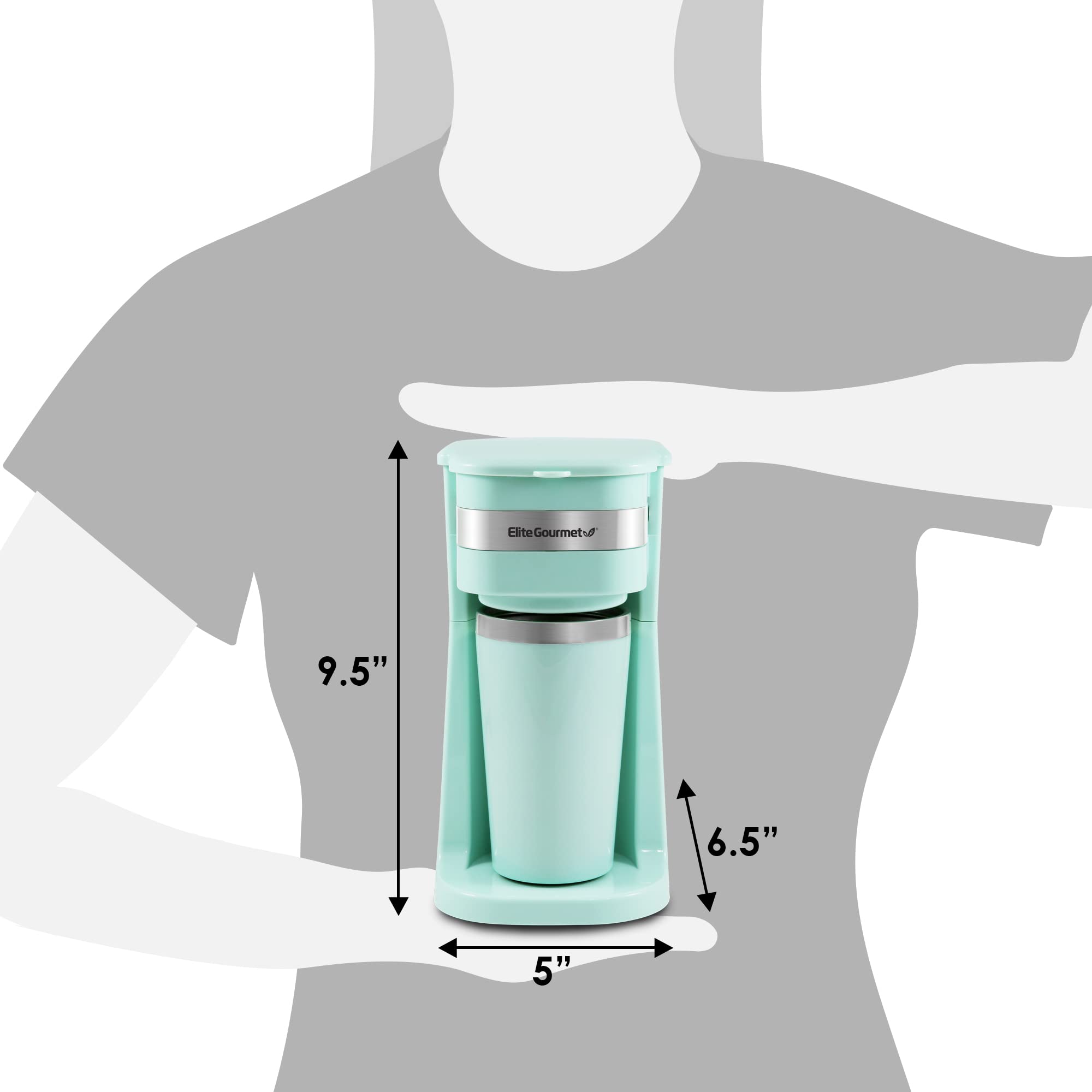 ELITE GOURMET Compact Coffee Maker with Coffee Thermos Mint Green Manufacturer code EHC113M