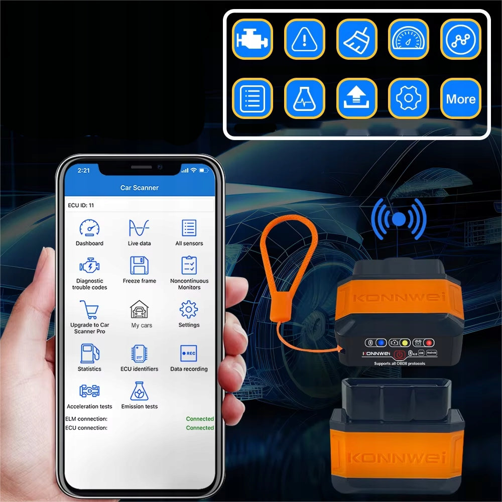 ELM327 OBD2 BLUETOOTH 5.2 SCANNERS FOR ANDROID/IOS, CAR SCANNER Bluetooth version Bluetooth 5.0