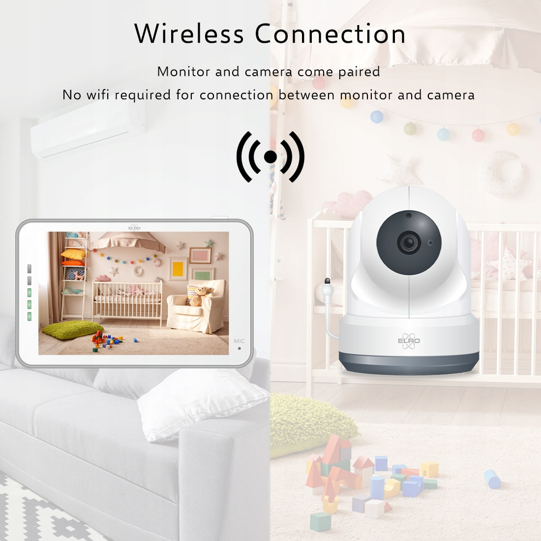 ELRO BC4000 Baby Monitor Full HD - With 2 camera's 12,7cm Monitor & App Manufacturer code BC4000-2
