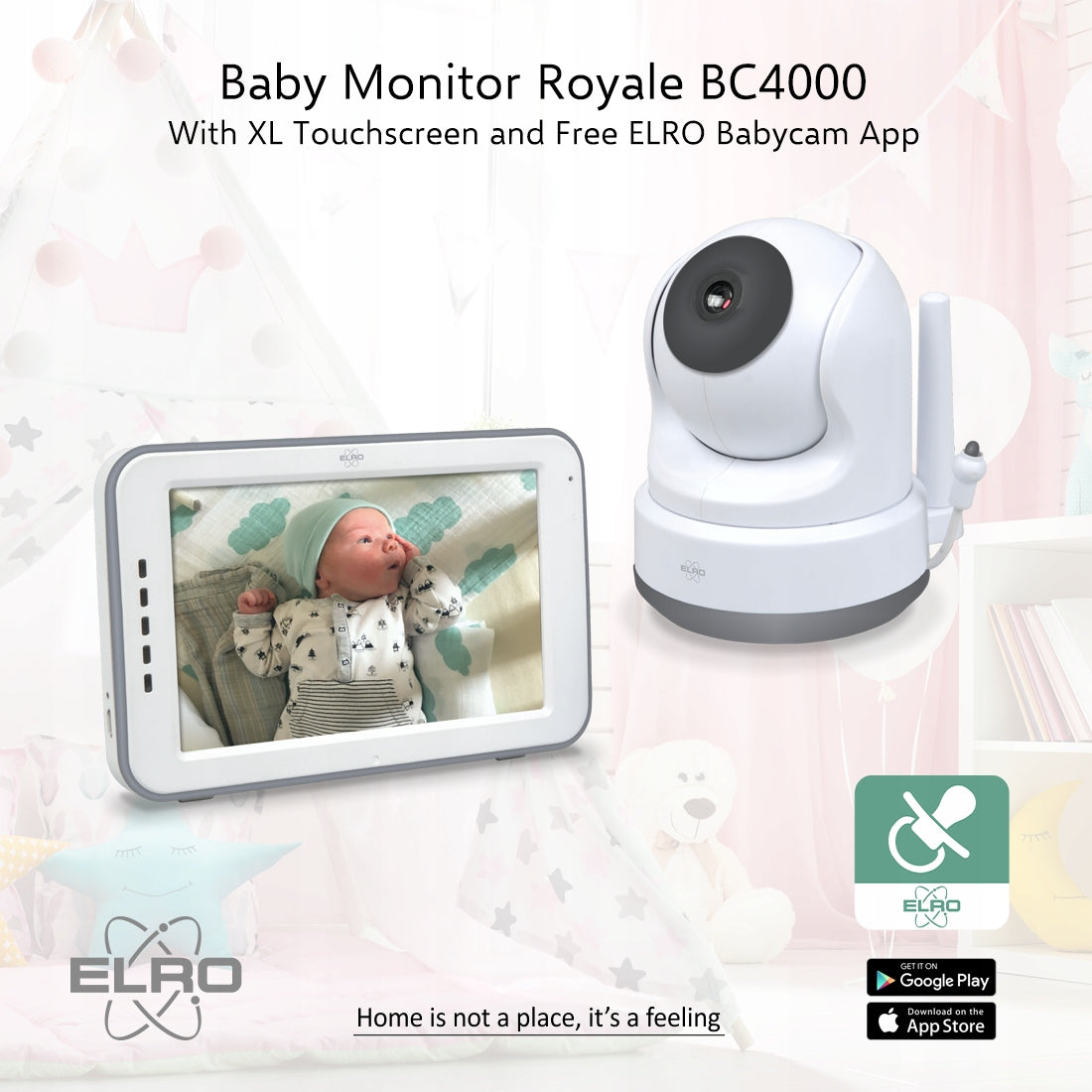 ELRO BC4000 Baby Monitor Full HD - With 2 camera's 12,7cm Monitor & App Packaging status original