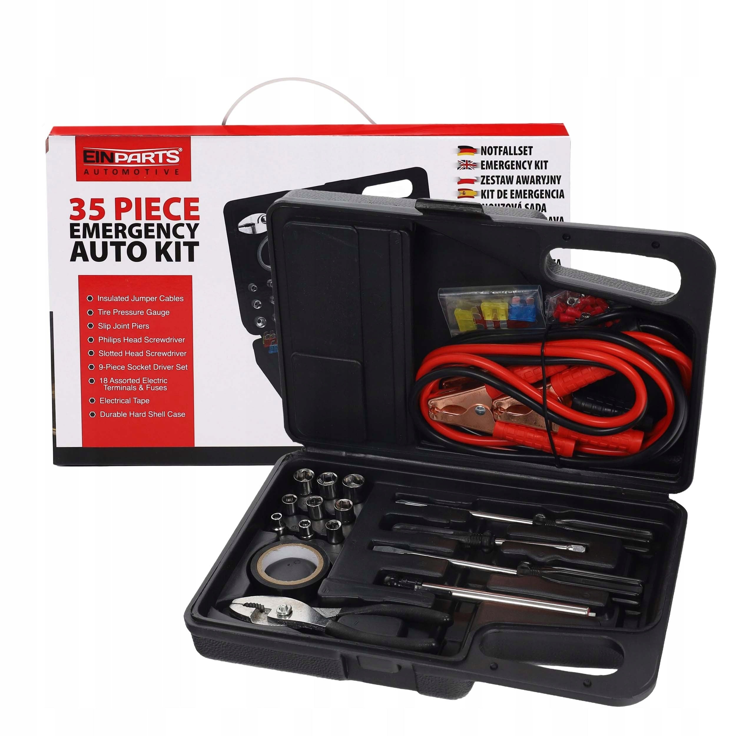 EMERGENCY CAR STARTER CABLES SCREWDRIVERS FUSES