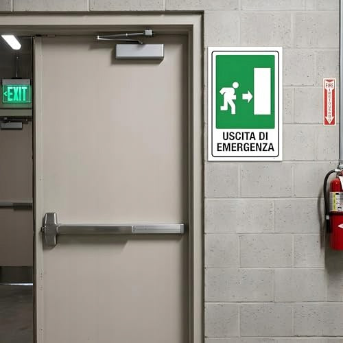 EMERGENCY EXIT SIGN GREEN WHITE PVC SELF-ADHESIVE FOR OFFICE 3 PCS. Manufacturer code SWC5908151111932