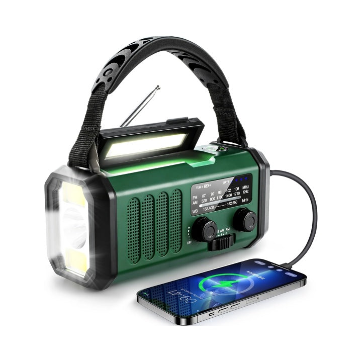 EMERGENCY RADIO SOLAR CRANK DYNAMO FLASHLIGHT POWERBANK 10 000 mAh USB-C SOS Packaging status original