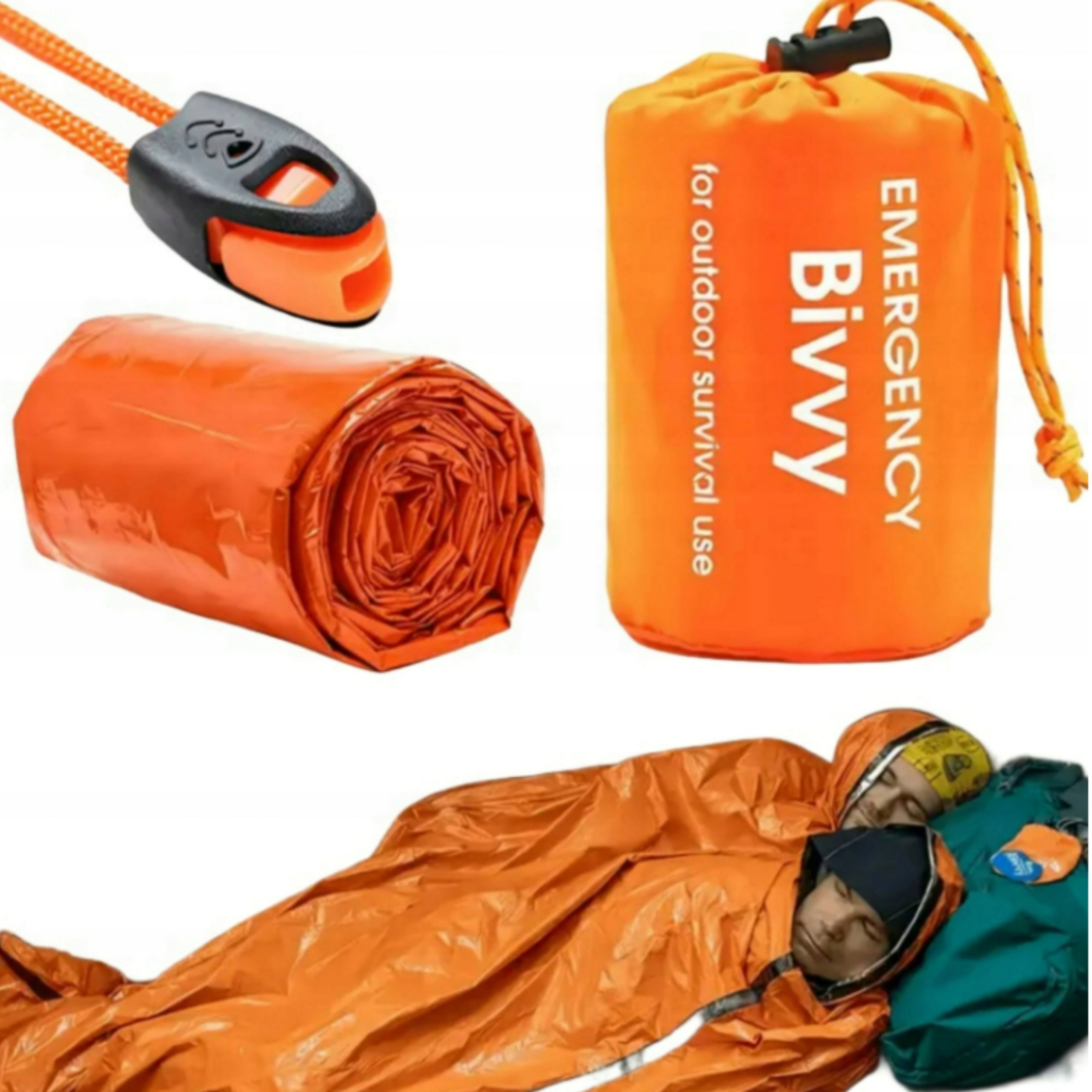EMERGENCY SLEEPING BAG BIVI Blanket Emergency Bag Survival + WHISTLE 215x90