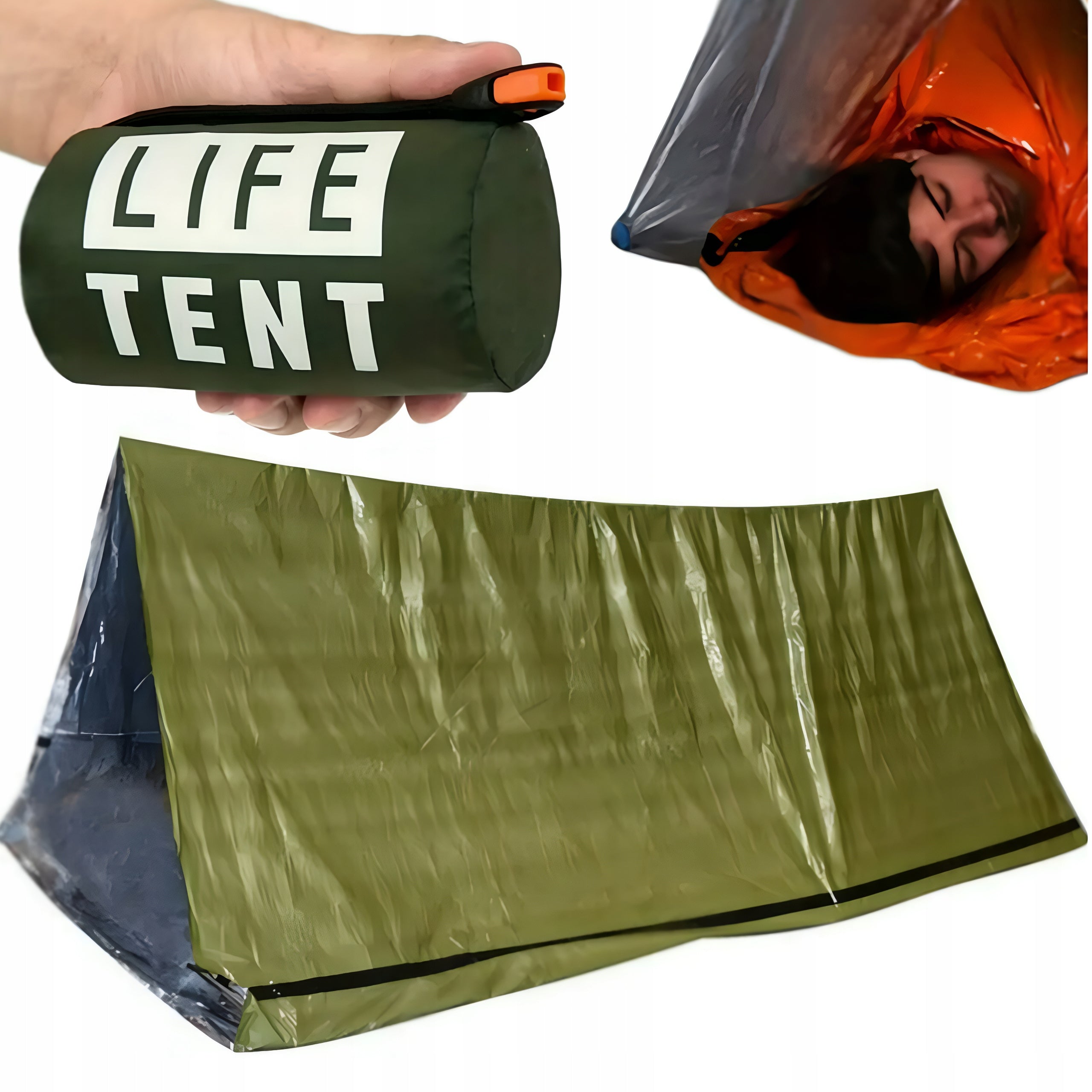EMERGENCY TENT RESCUE Shelter Survival Bag + Whistle LIFE TENT