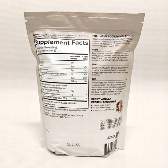 EMPOWR Vanilla Flavoured Plant Protein with Creatine and Probiotics 720 g Packaging status original