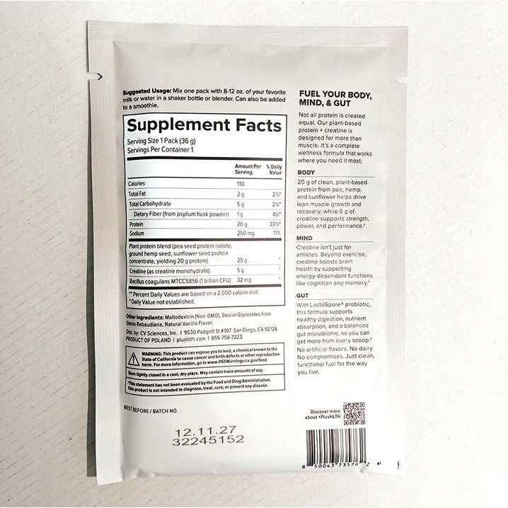 EMPOWR Vanilla Flavoured Vegetable Protein with Creatine and Probiotics 36 g Packaging status original