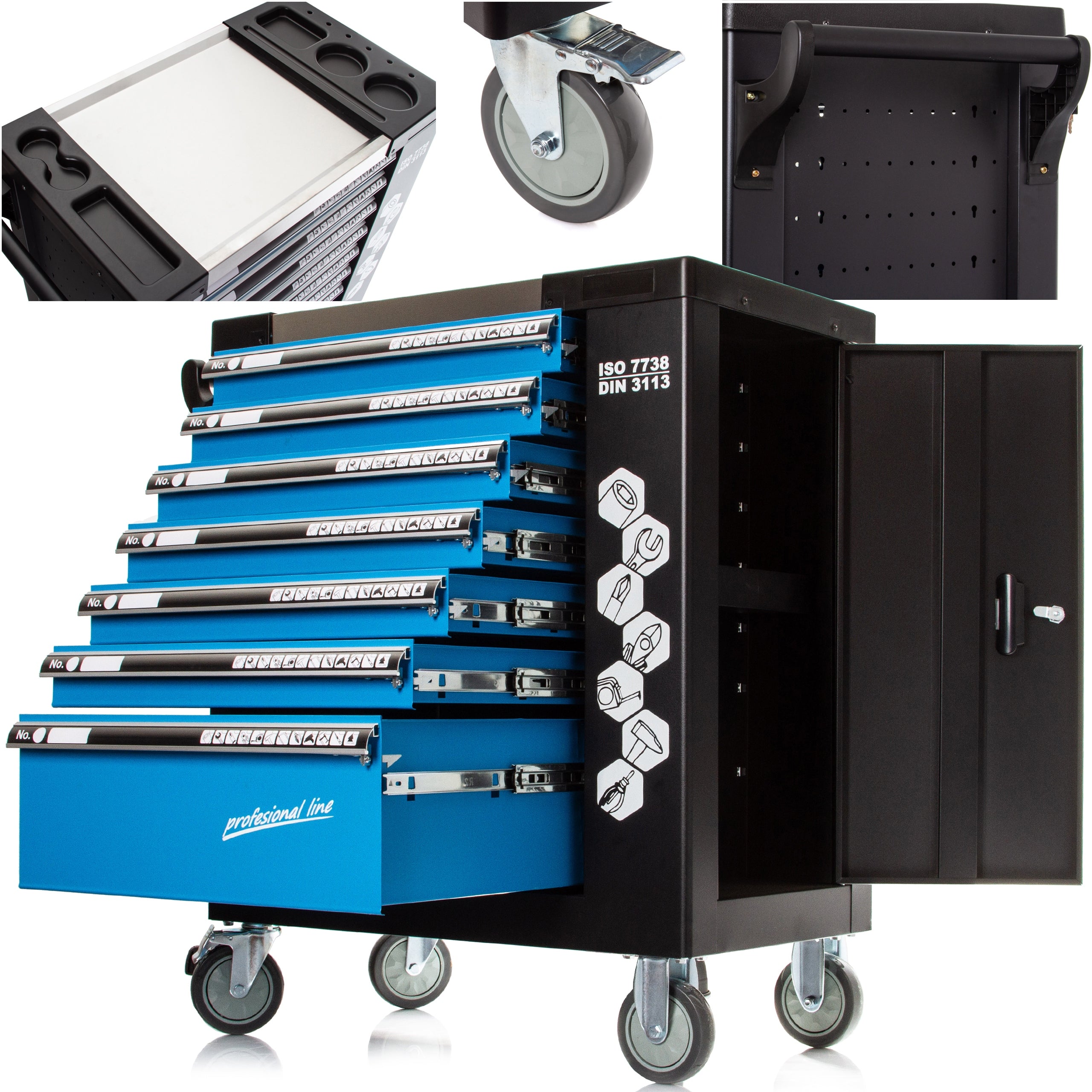 EMPTY WORKSHOP CABINET TOOL TROLLEY, SERVICE 7 DRAWERS, 2x STORAGE EAN (GTIN) 5901969135022