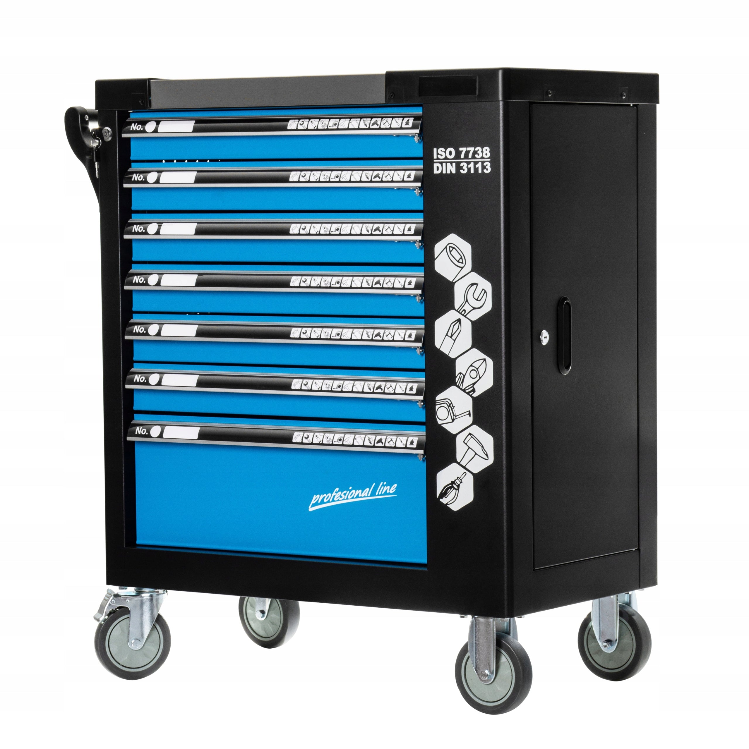EMPTY WORKSHOP CABINET TOOL TROLLEY, SERVICE 7 DRAWERS, 2x STORAGE Manufacturer code M66596