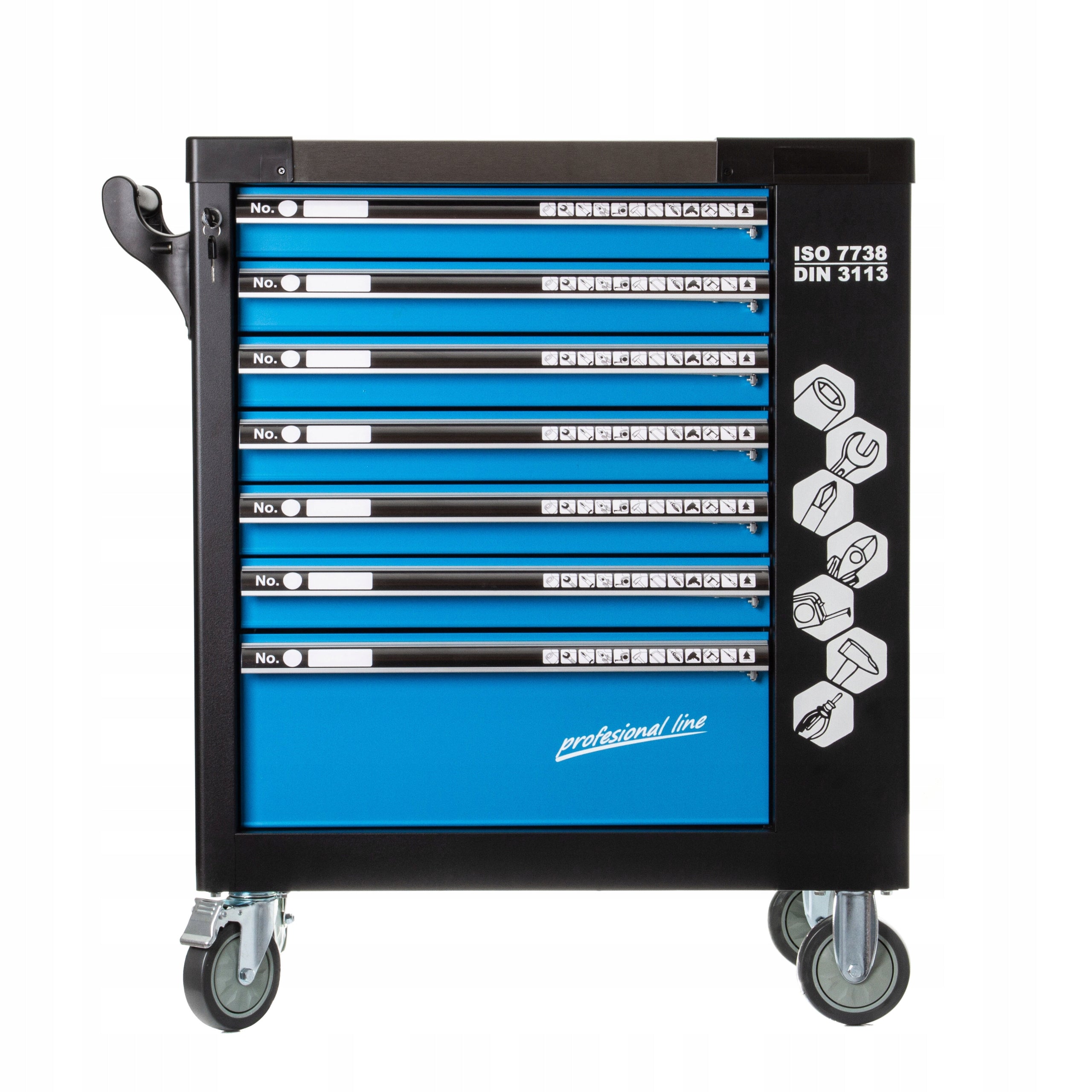 EMPTY WORKSHOP CABINET TOOL TROLLEY, SERVICE 7 DRAWERS, 2x STORAGE Product weight with unit packaging 50 kg