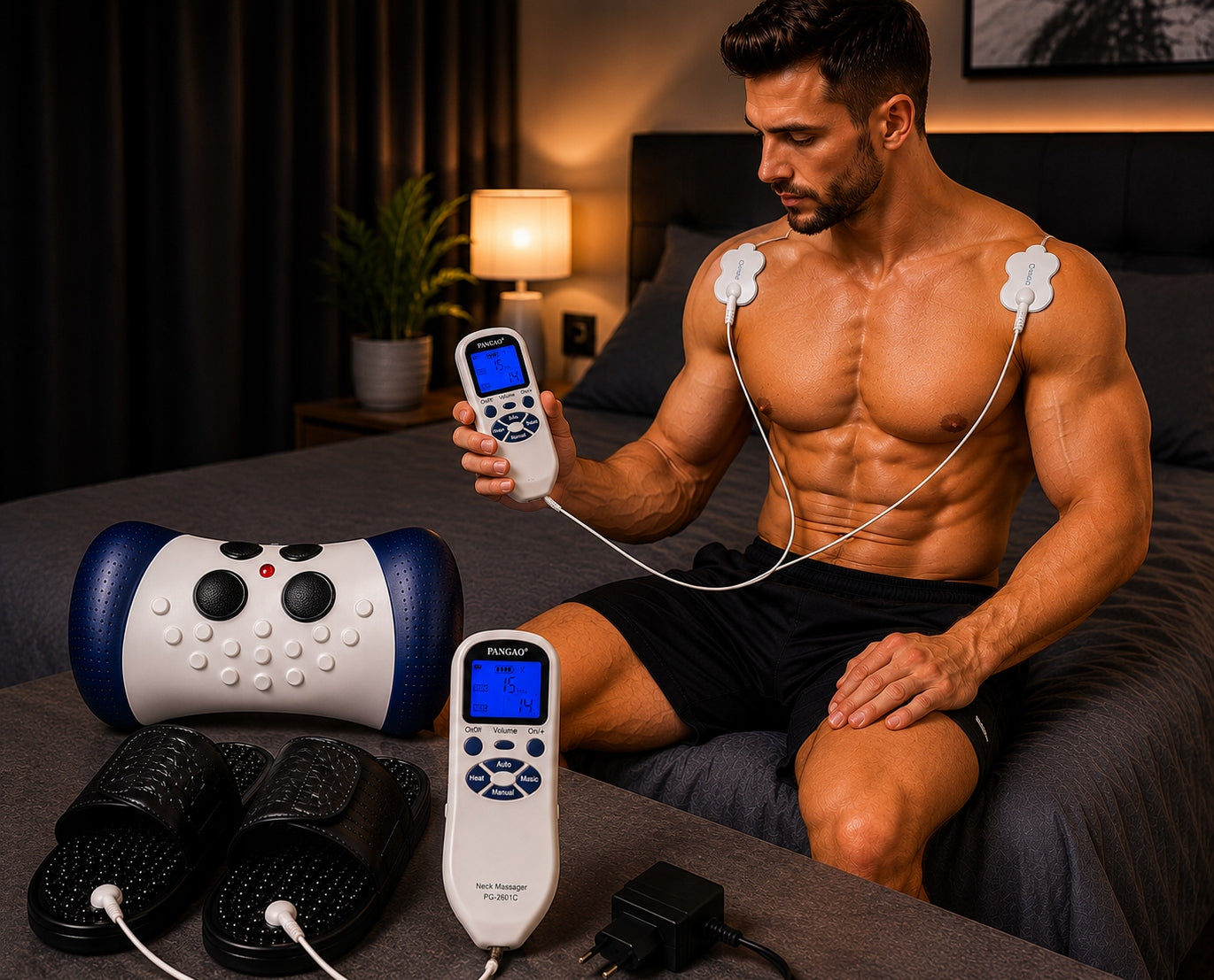 EMS Body Electrostimulator for Foot Neck Massage with Heating 3in1 Remote Control Kind electrical muscle stimulator