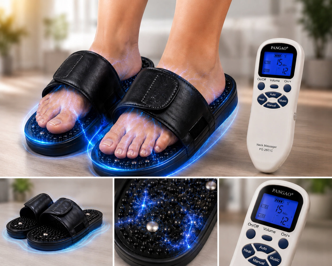 EMS Body Electrostimulator for Foot Neck Massage with Heating 3in1 Remote Control Model Elektrostymulator ciała EMS MAXTECH 2601C