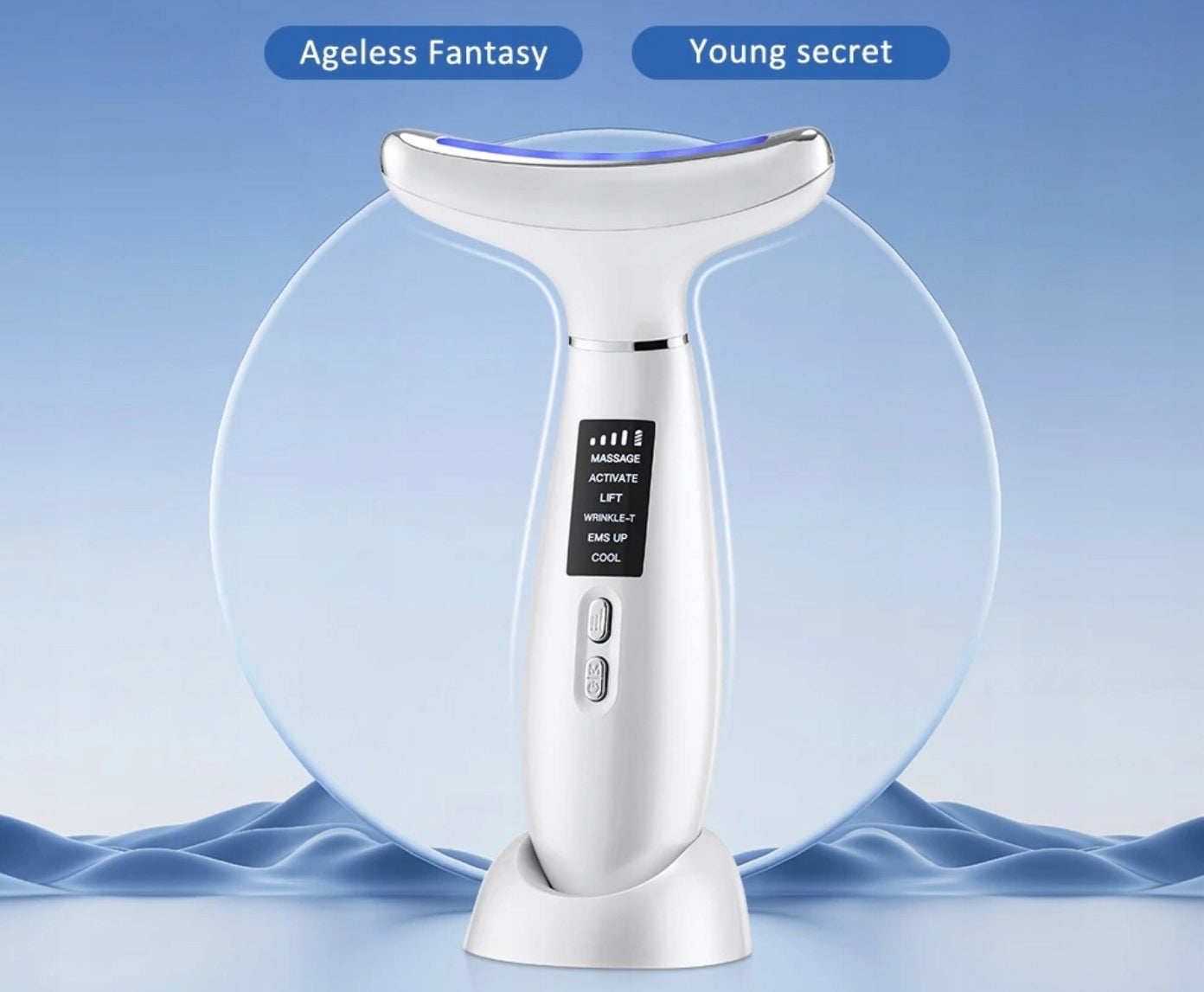EMS LED FACE FIRMING MASSAGER VIBRATION + HOT AND COLD COMPRESS Packaging status original