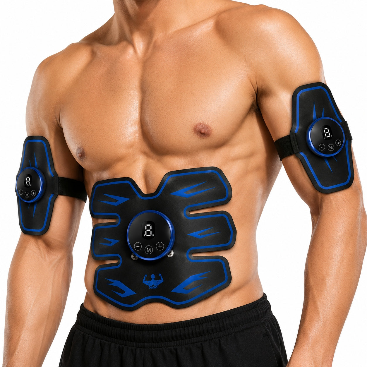 EMS Muscle Electrostimulator 3in1 Abdominal Trainer Arms USB LCD 8 Modes