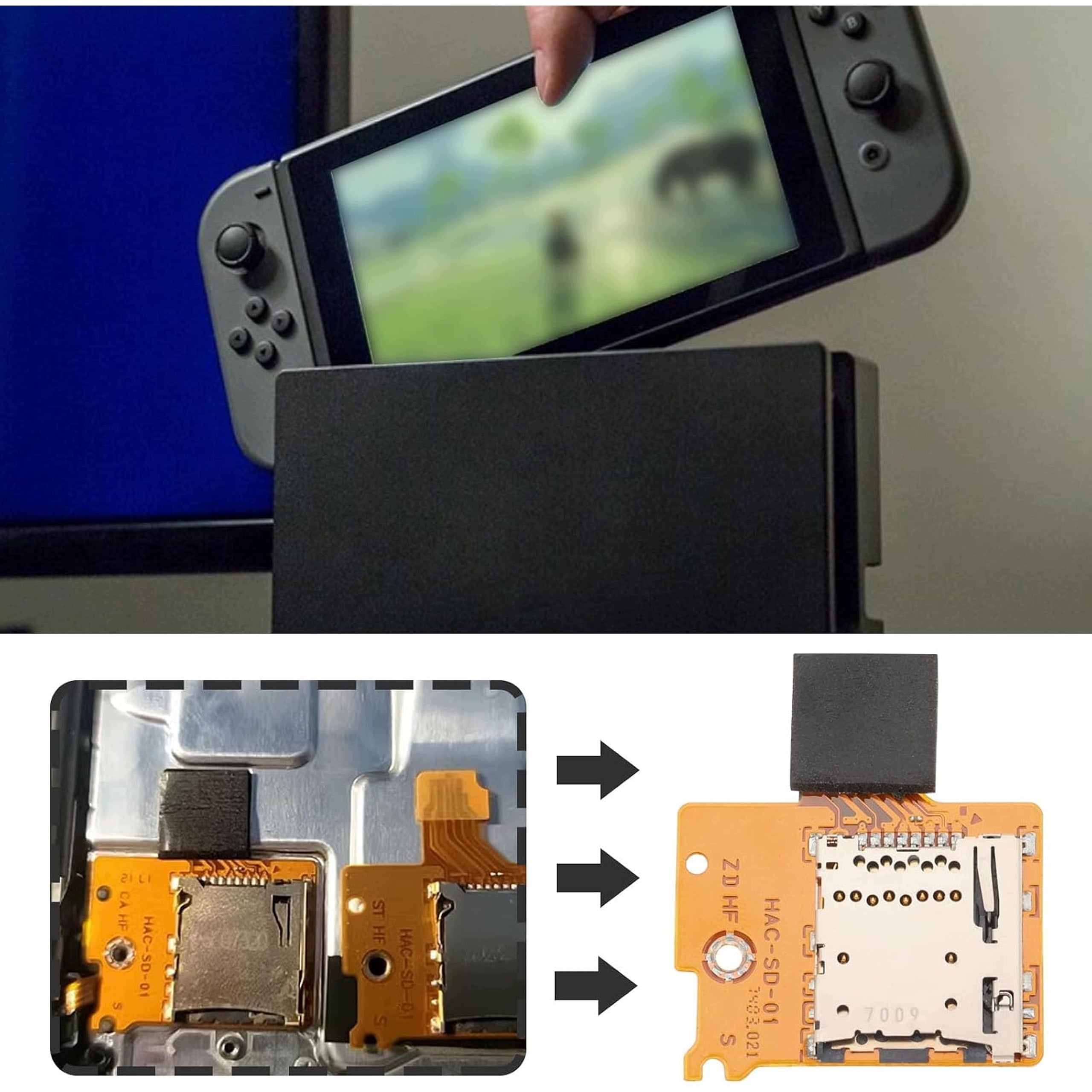 EMSea SD TF Card Reader Memory Card Slot Replacement nintendo 2pcs Kind MMC/SD