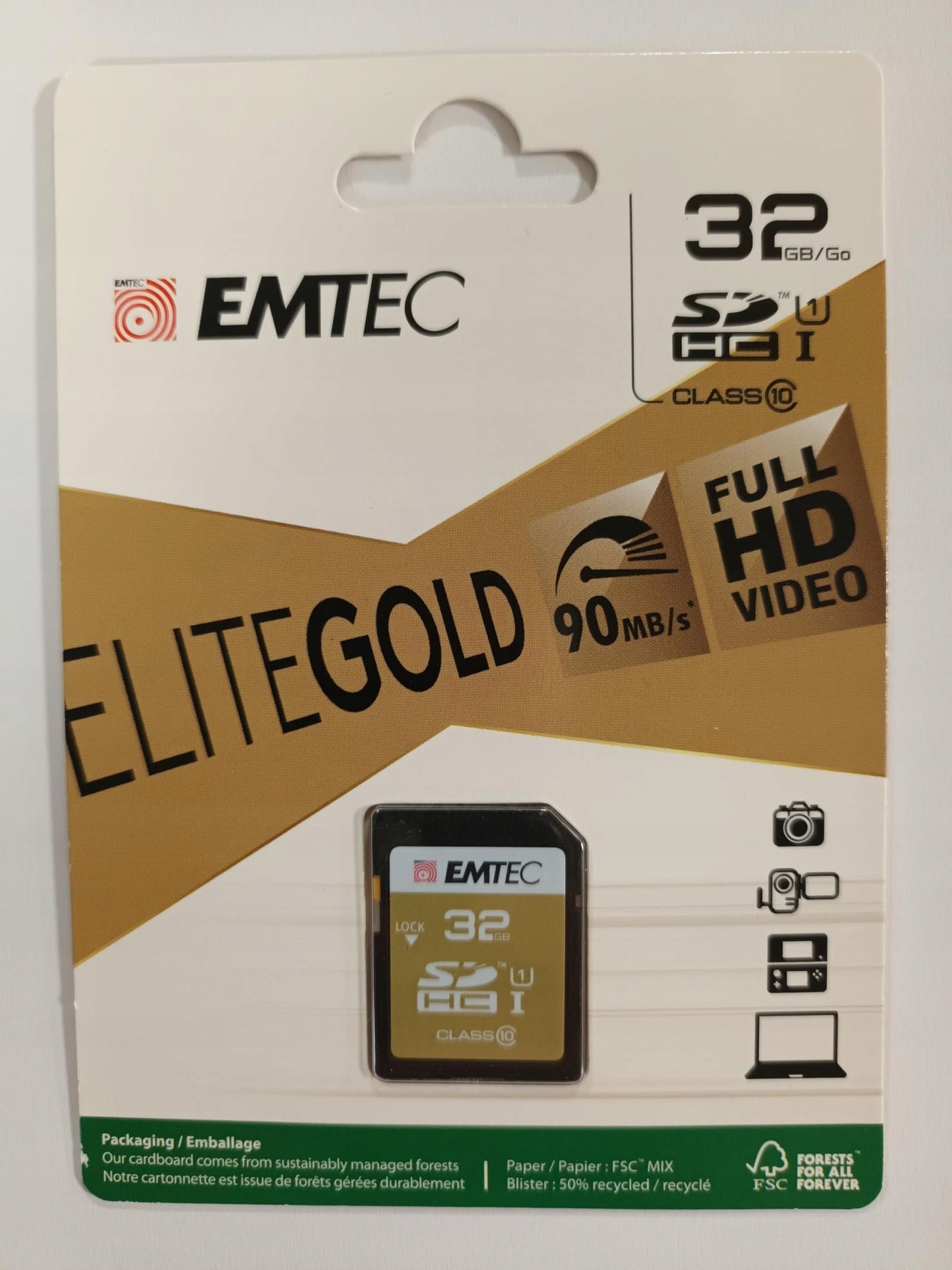 EMTEC 32GB SDHC Memory Card (Class 10) Gold