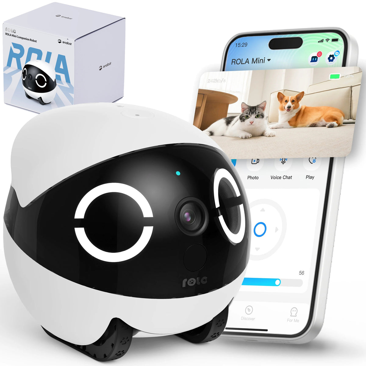 ENABOT Robot for Dogs and Cats ROLA Mini Pet Monitor with Camera