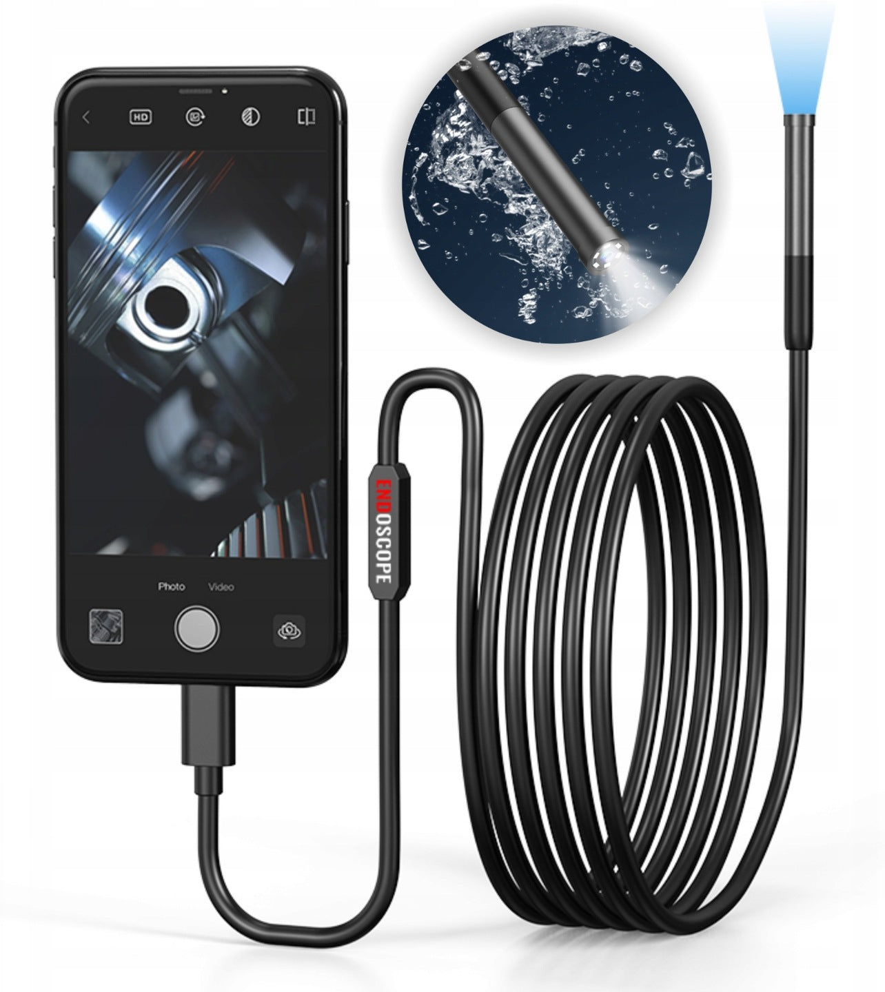 ENDOSCOPE INSPECTION CAMERA W300 FHD 1080p WIFI APP ANDROID IOS 8mm 3m