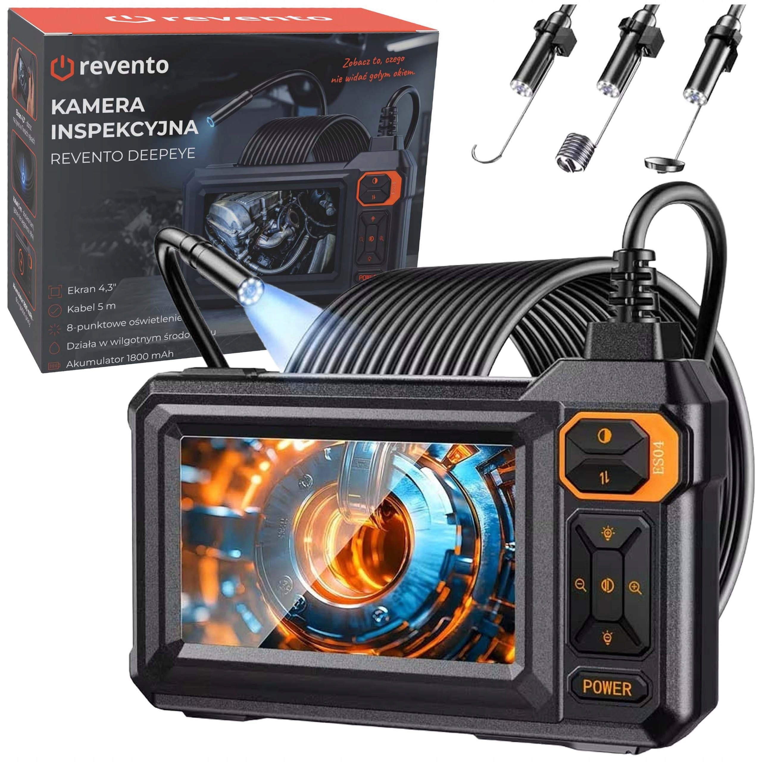 ENDOSCOPE INSPECTION CAMERA WITH 4.3 LCD 8MM 5M FULL HD SCREEN DISPLAY