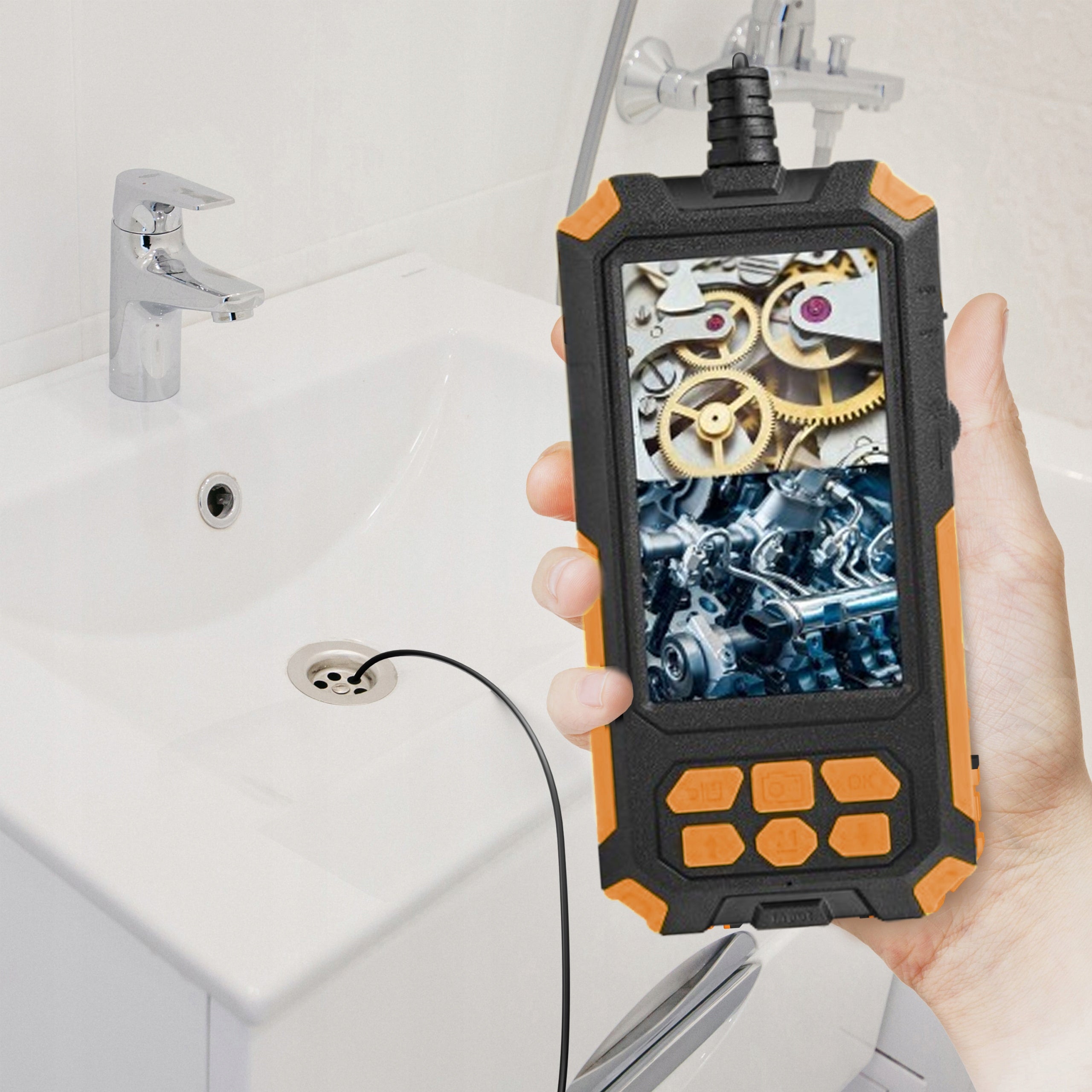 ENDOSCOPIC INSPECTION CAMERA FULL HD DUAL 2X CAMERAS 1080p SCREEN 5M LED IP68 Brand RETOO
