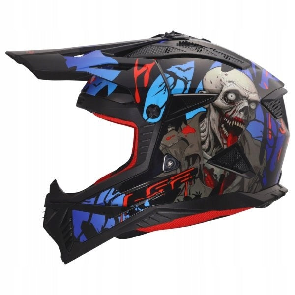 ENDURO HELMET LS2 MX708 FAST II ZOMBIE II BLACK RED BLUE M Manufacturer LS2