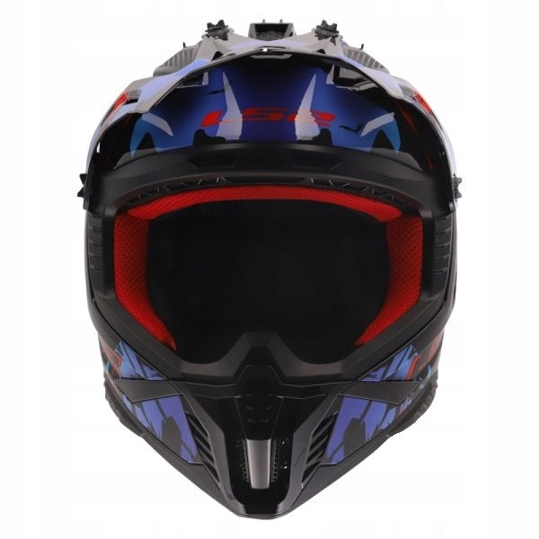 ENDURO HELMET LS2 MX708 FAST II ZOMBIE II BLACK RED BLUE M Size M