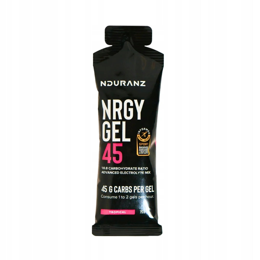ENERGY GEL NRGY GEL 45 NDURANZ 75G TROPICAL CARBOHYDRATES ELECTROLYTES Packaging status original
