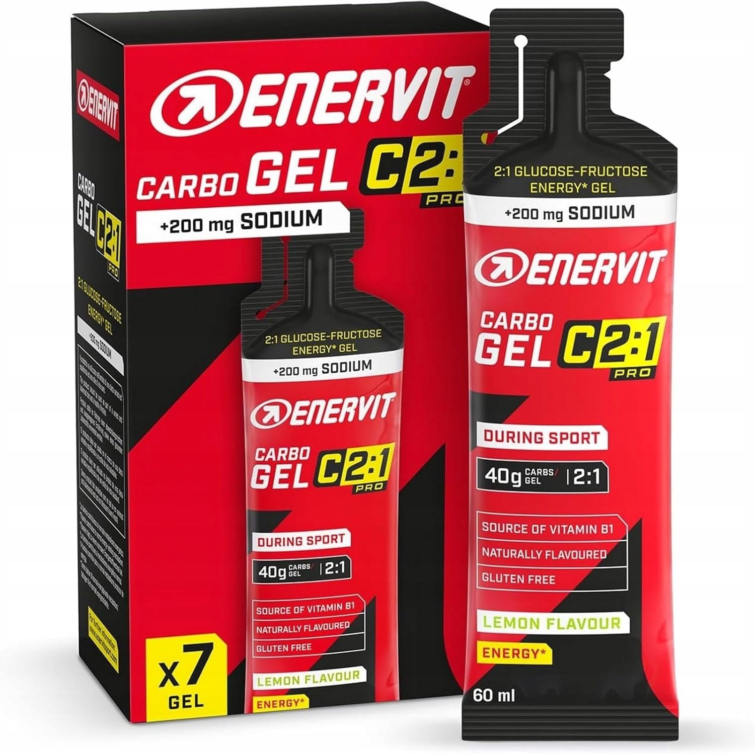 ENERVIT Energy gel BOX 7X60ml BOX CARBO GEL lemon flavor 40g carbons