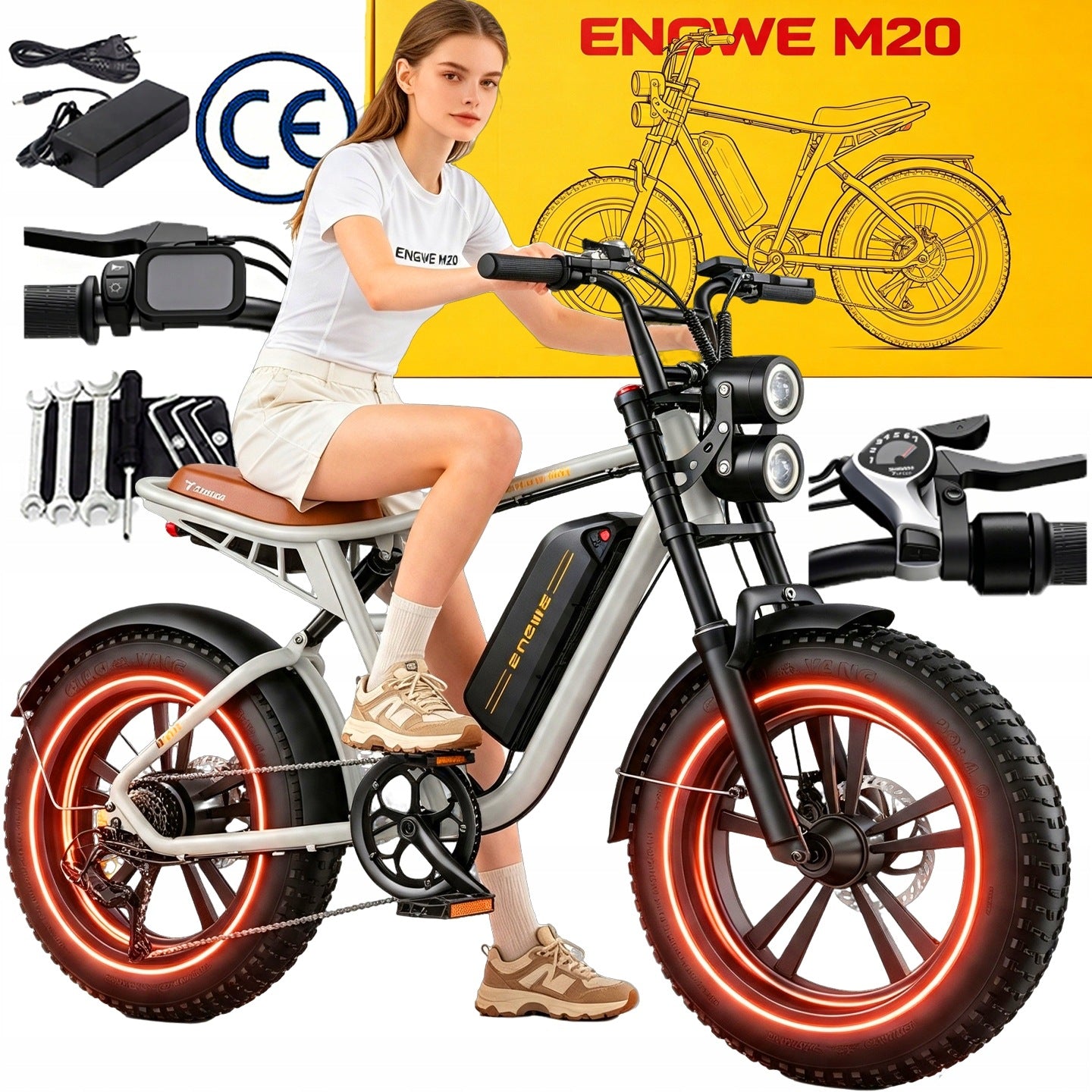 ENGWE M20 Electric Vehicle 1000W 48V 13Ah 25 km/h 150Km Fat Tires 20"