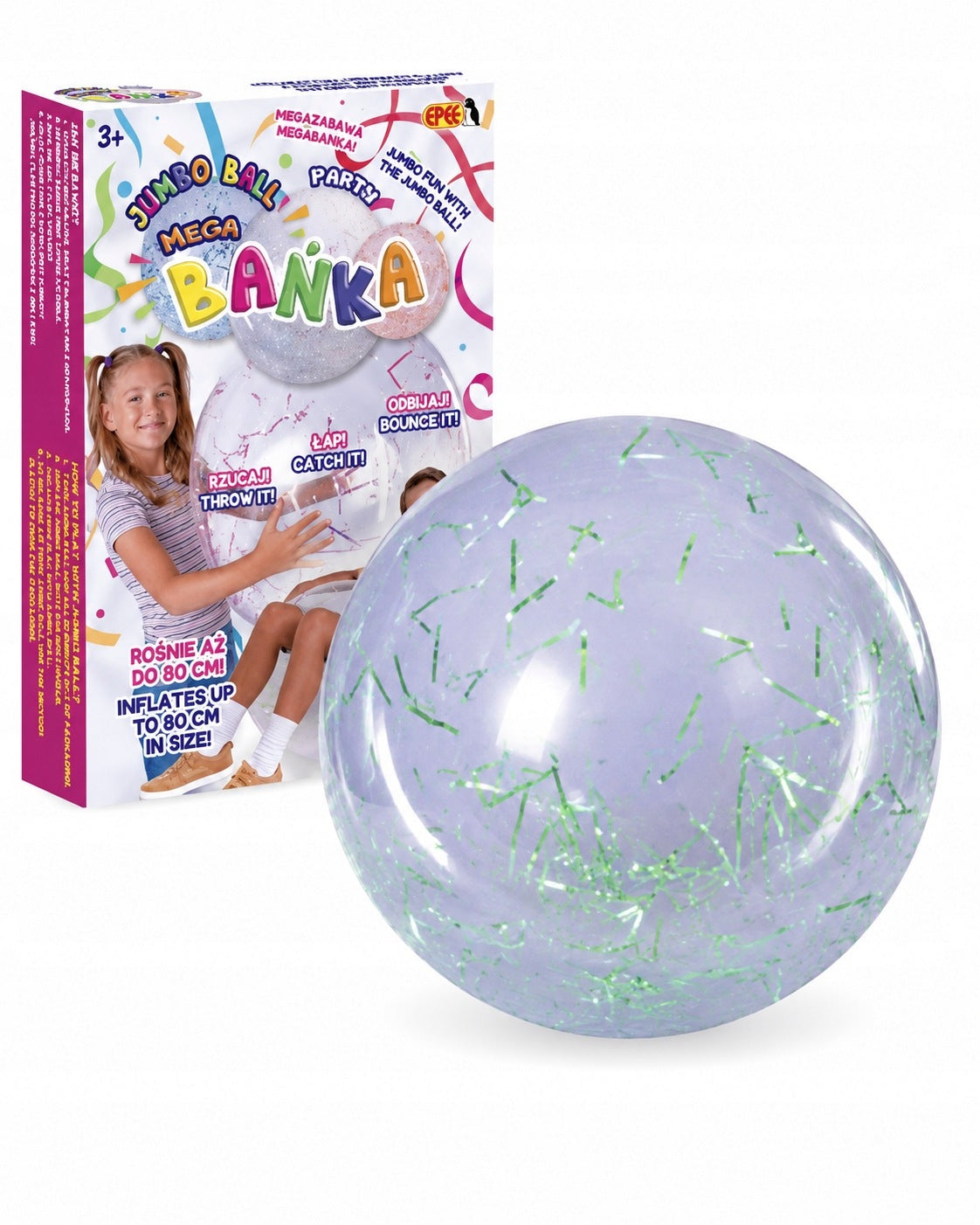 EPEE Mega Bubble 80 cm WITH METALLIC RIBBON EFFECT Green Bubble