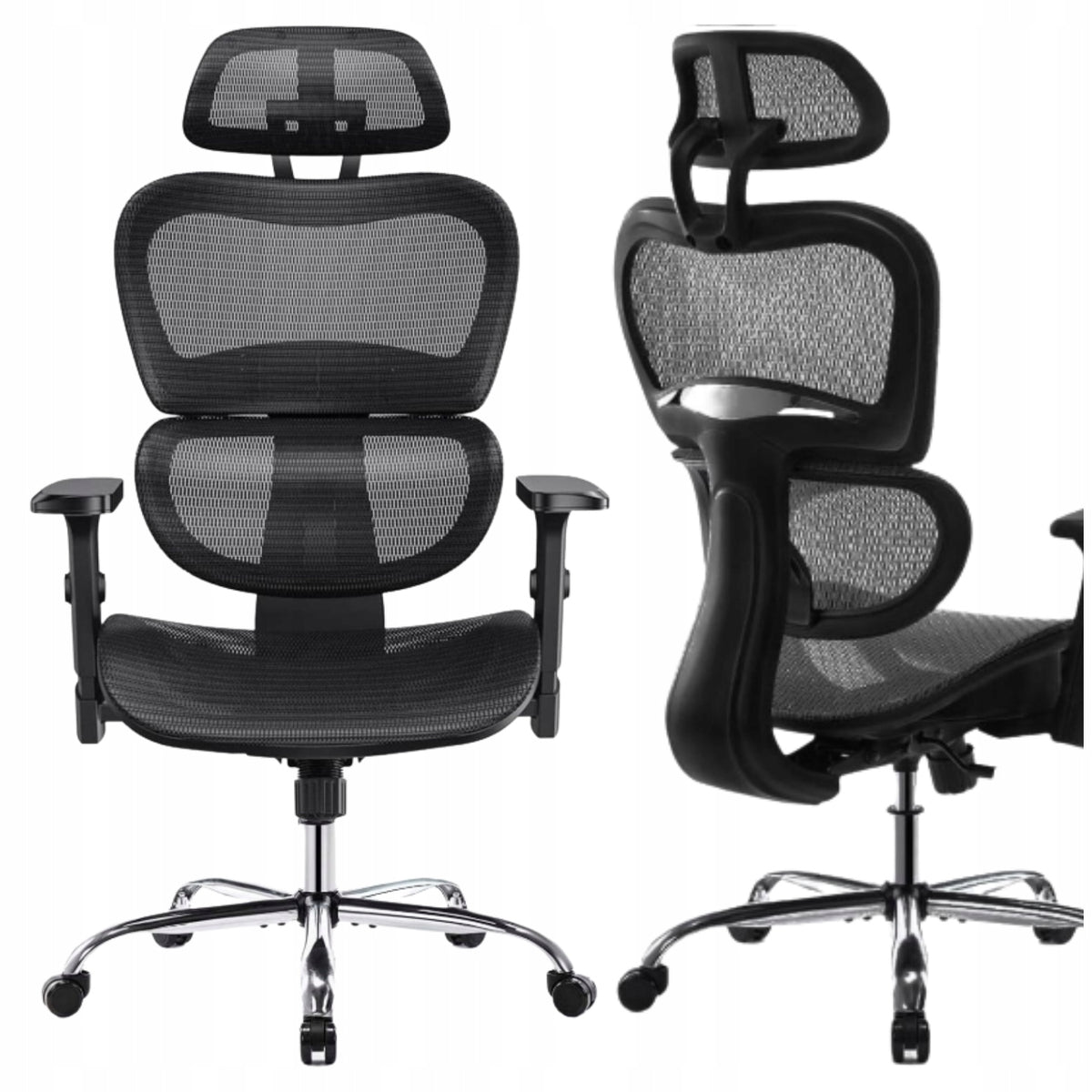 ERGONOMIC CHAIR COMFY MESH ADJUSTMENT CHROME OFFICE BASE WHEELS