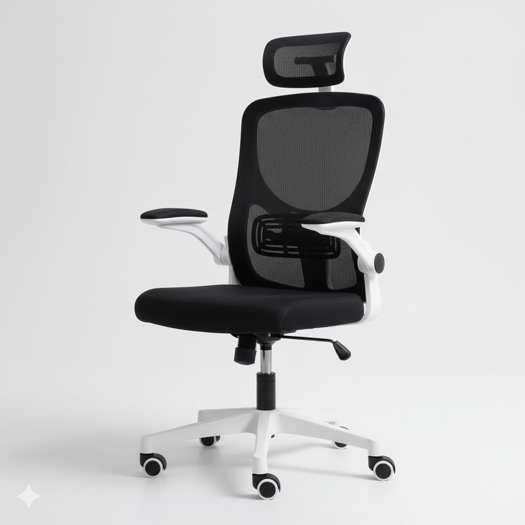 ERGONOMIC OFFICE CHAIR SWIVEL MICRO MESH FIBI BLACK AND WHITE