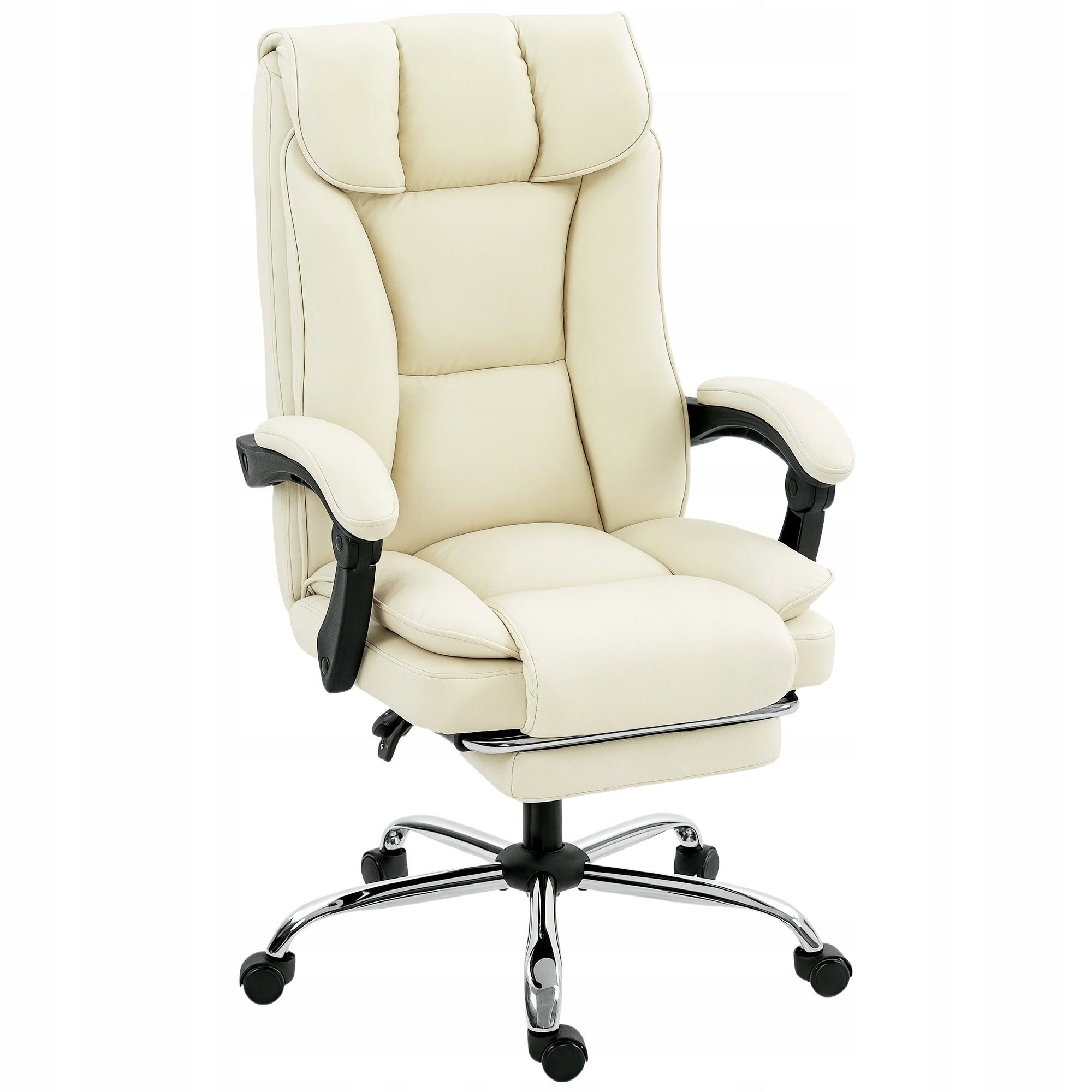 ERGONOMIC OFFICE CHAIR WITH ADJUSTABLE BACKREST ARMREST HOMCOM BEIGE
