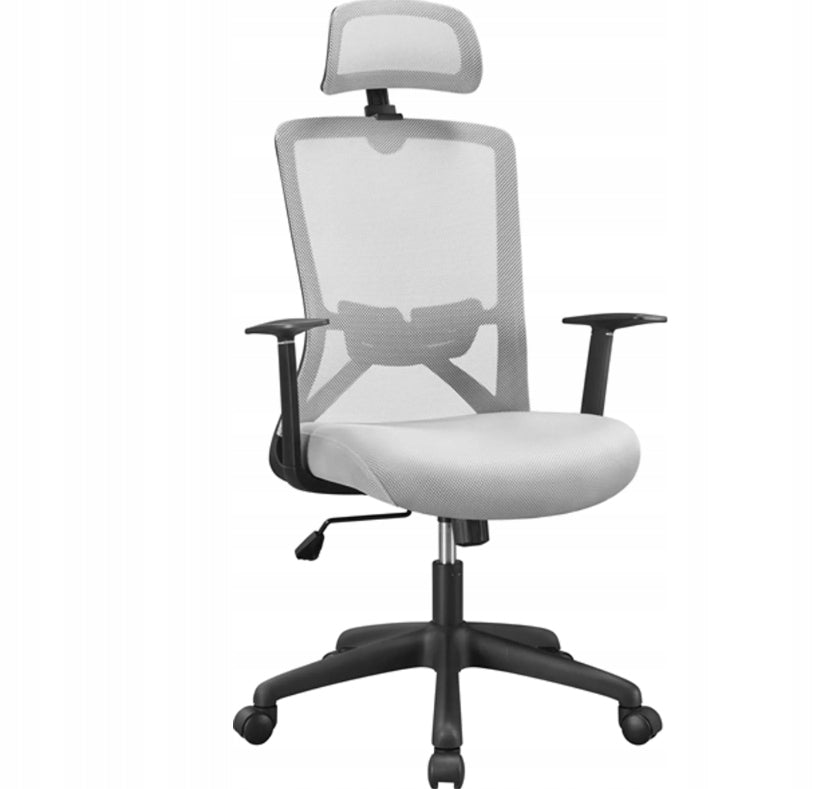 ERGONOMIC OFFICE SWIVEL CHAIR ON WHEELS GREY ARMRESTS COMFORTABLE