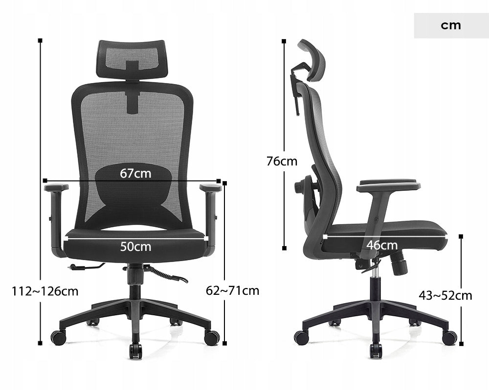 ERGONOMIC SWIVEL CHAIR ADJUSTABLE UP TO 150KG MESH STANDARD HEALTH AND SAFETY EAN (GTIN) 5907052737968