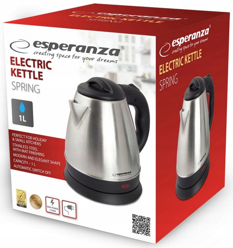 ESPERANZA ELECTRIC KETTLE SPRING 1.0 L INOX Manufacturer code 5901299956588