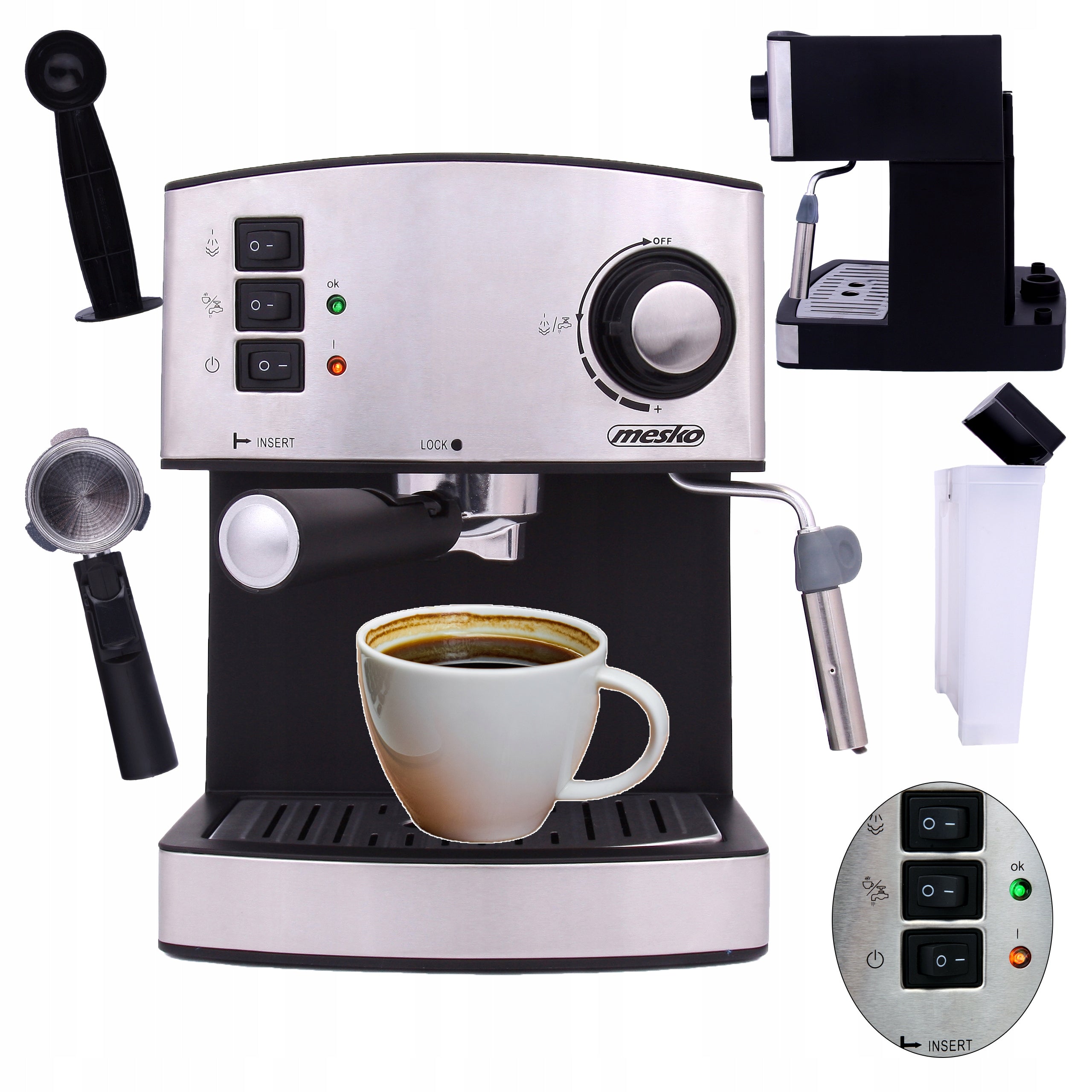 ESPRESSO MACHINE FLASK 15 BAR POWER 850W MESKO