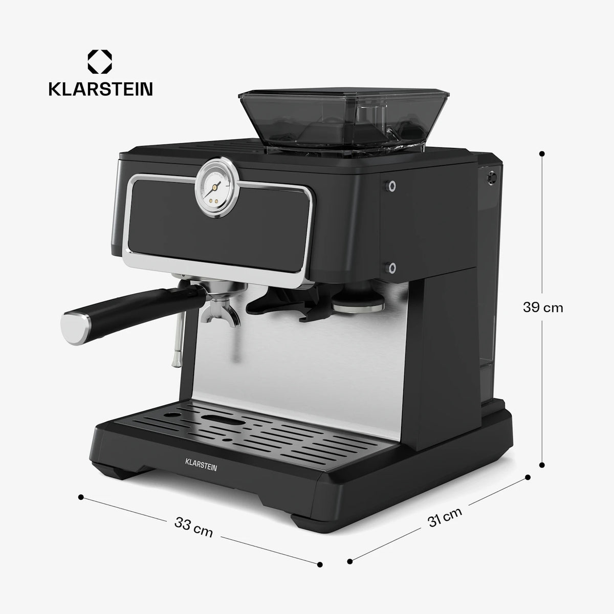 ESPRESSO MACHINE FOR COFFEE KLARSTEIN 20 BAR 2,3L 2 CUPS GRINDER Model GrandPresso Touch