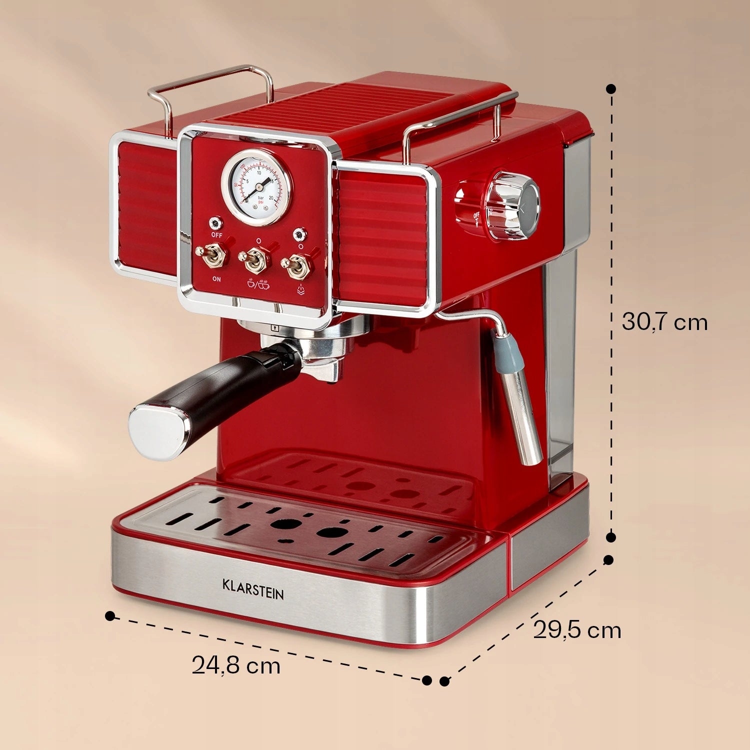 ESPRESSO MACHINE FOR FLASK COFFEE 1350W 20BAR 1,5L FROTHER RED Brand Klarstein