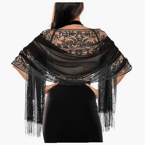 ETHOLA LACE WOMEN'S SHAWL TASSELS FOR WEDDING EVENING PARTY HOME
