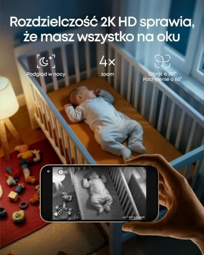 EUFY C10 BABY MONITOR WITH CAMERA 2K HD 4 5 4X ZOOM NIGHT VISION Packaging status original