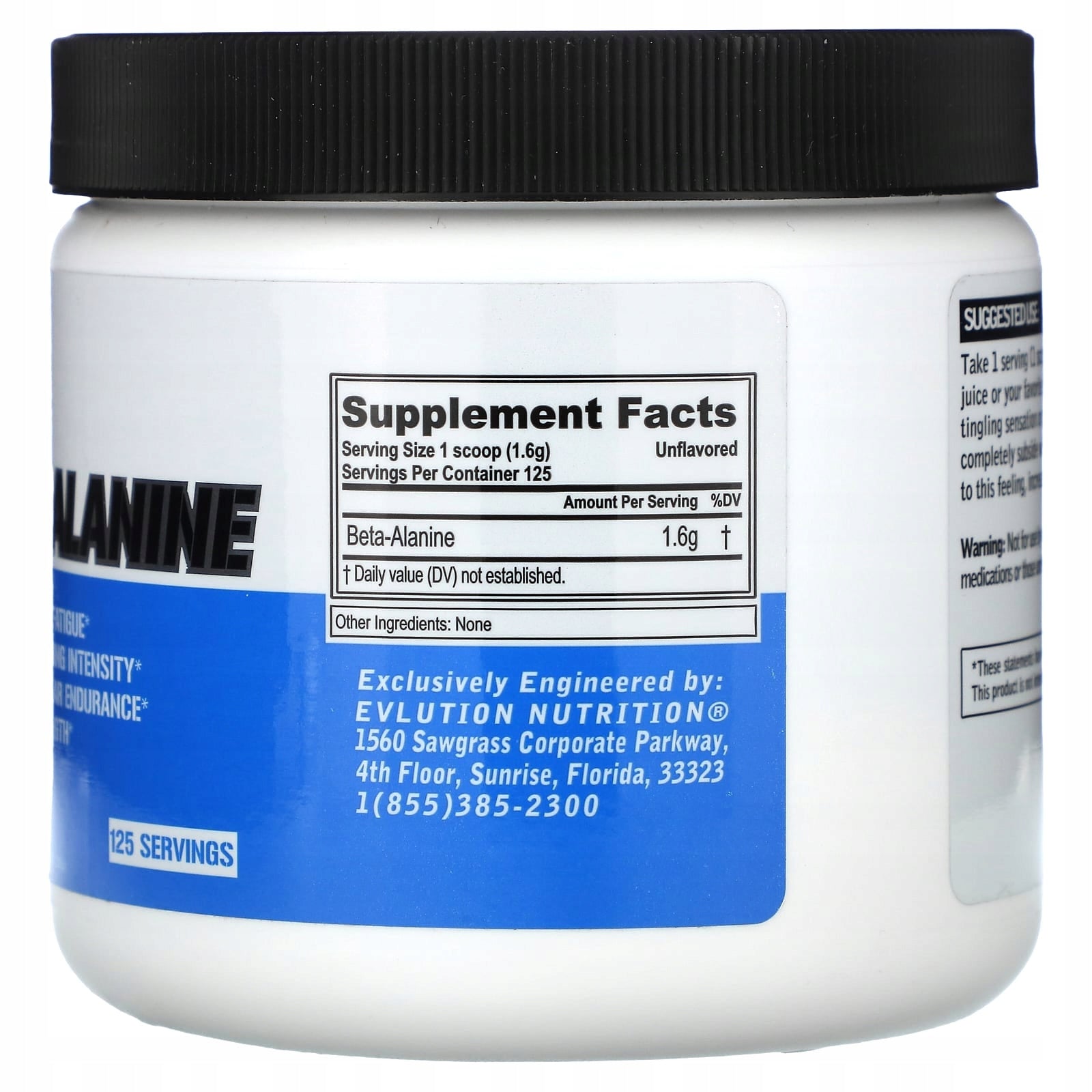 EVLution Nutrition, Beta-alanine, tasteless, 200 g Expiration date at least 3 months from the date of purchase