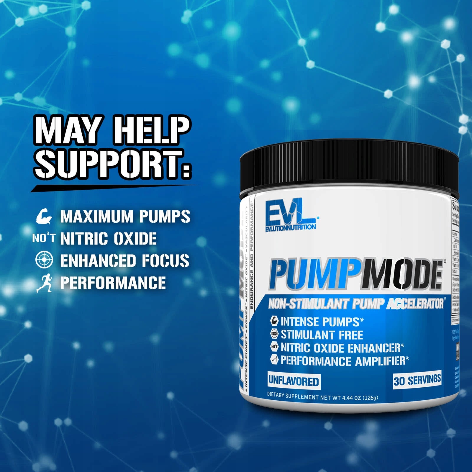 EVLution Nutrition, PumpMode, unstimulated pump accelerator, tasteless Brand Evlution Nutrition