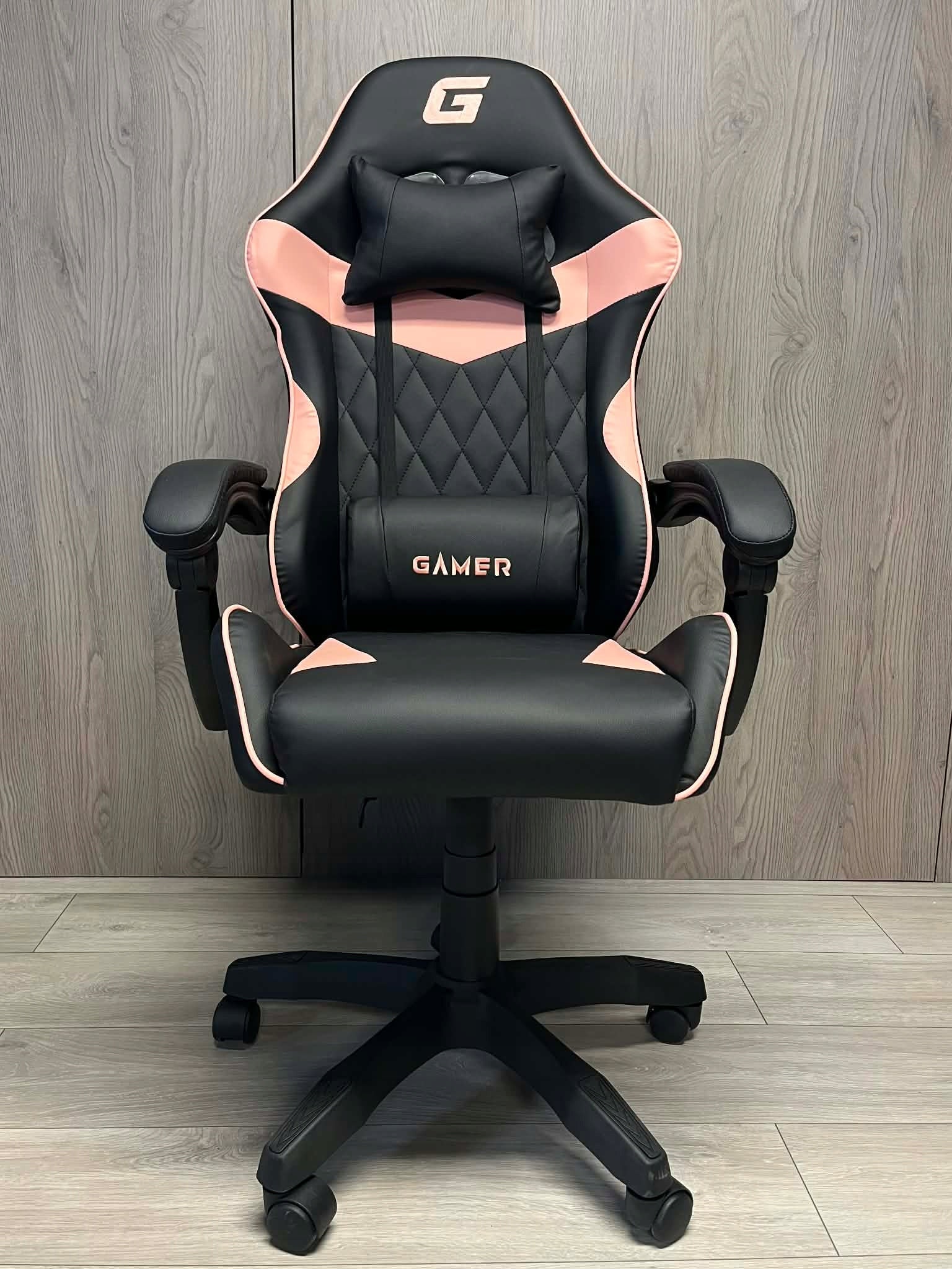 EVO Gaming Chair Swivel Faux Leather for Gaming Black Pink for Desk Furniture height 120 cm