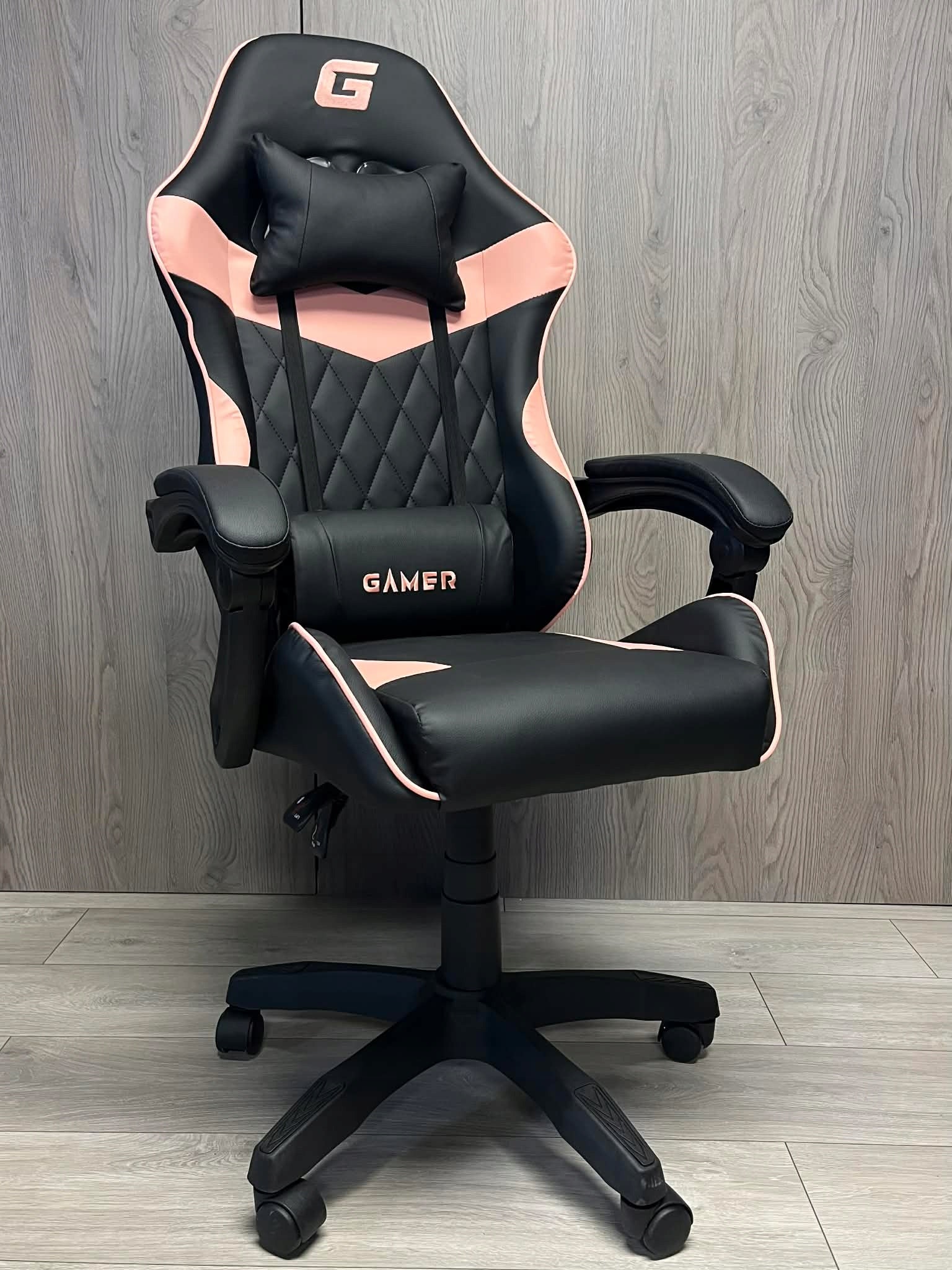 EVO Gaming Chair Swivel Faux Leather for Gaming Black Pink for Desk Model EVO