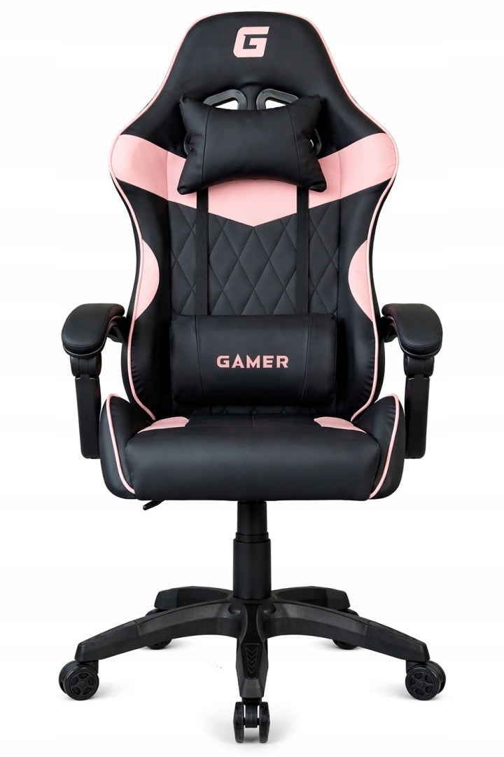 EVO Gaming Chair Swivel Faux Leather for Gaming Black Pink for Desk Packaging status original