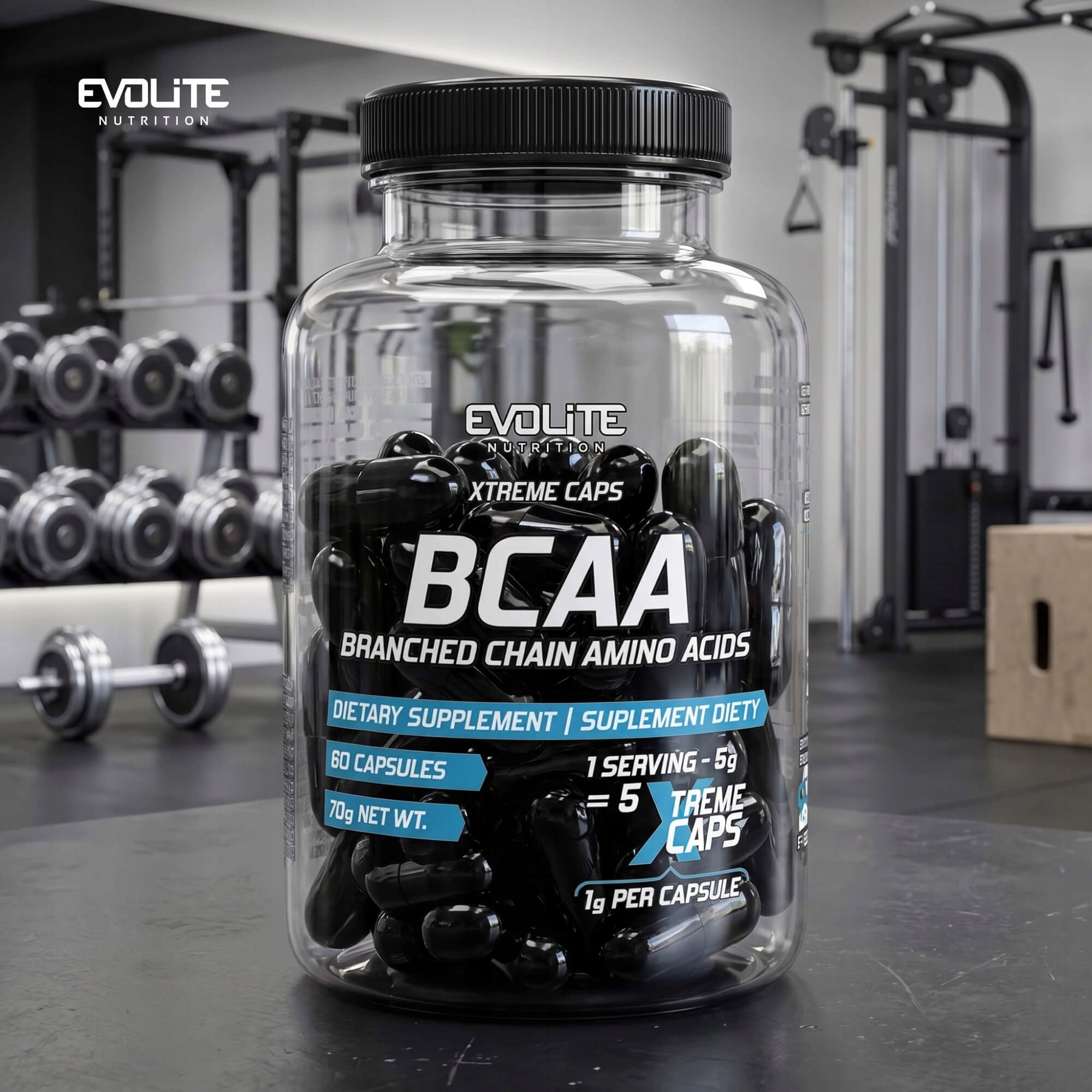 EVOLITE BCAA 2:1:1 60 kaps 1000mg Amino EXOGENOUS Leucine Valine Isolethine Expiration date at least 1 year from the date of purchase