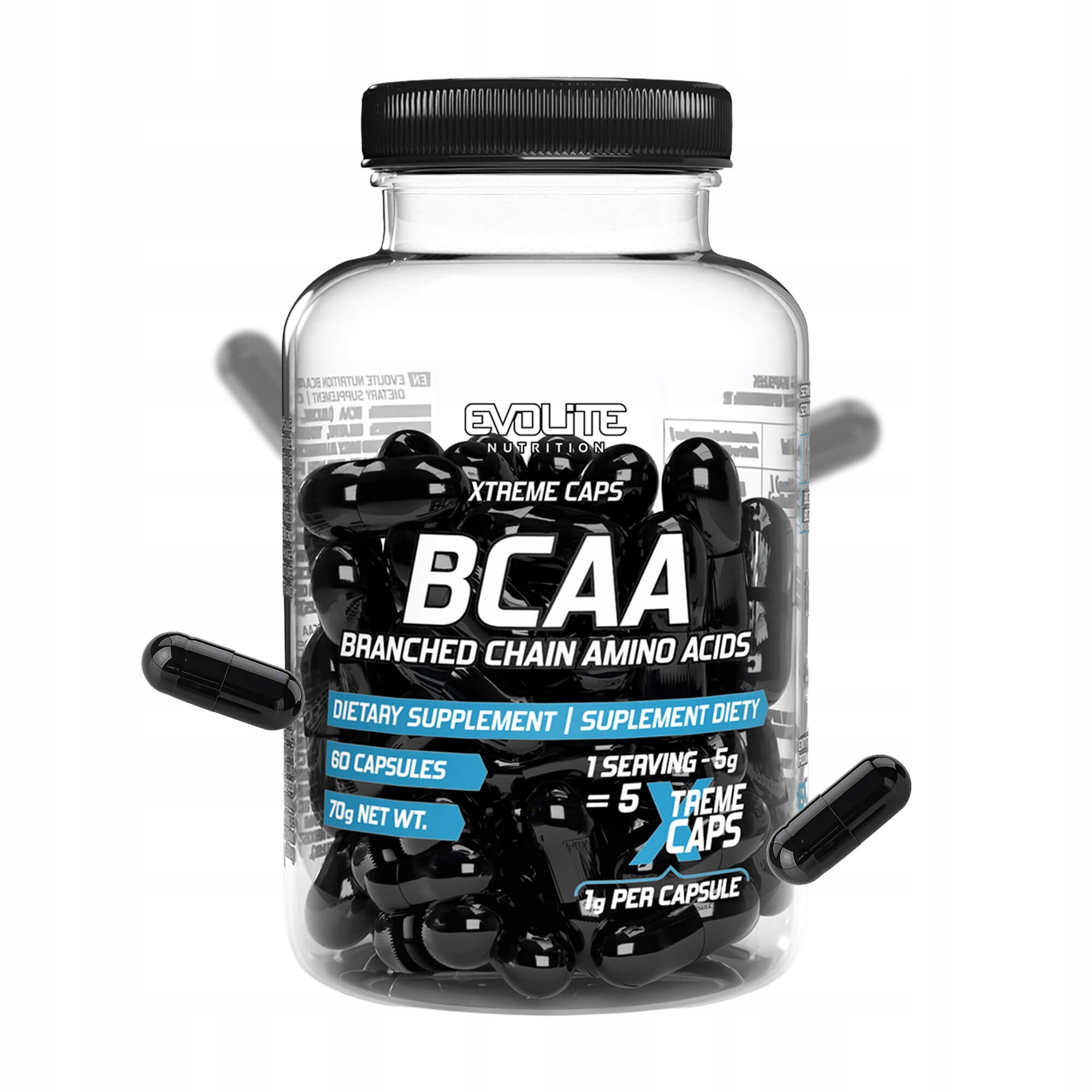 EVOLITE BCAA 2:1:1 60 kaps 1000mg Amino EXOGENOUS Leucine Valine Isolethine