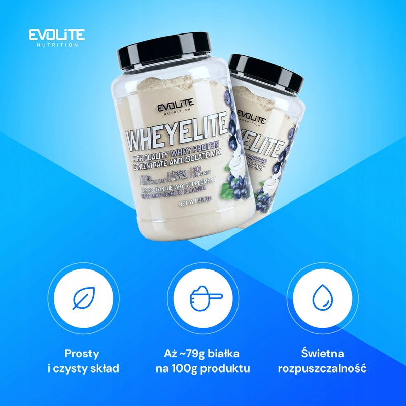 EVOLITE WHEYELITE 900g No Additives Simple Composition PROTEIN WPC MIX WPI Expiration date at least 1 year from the date of purchase