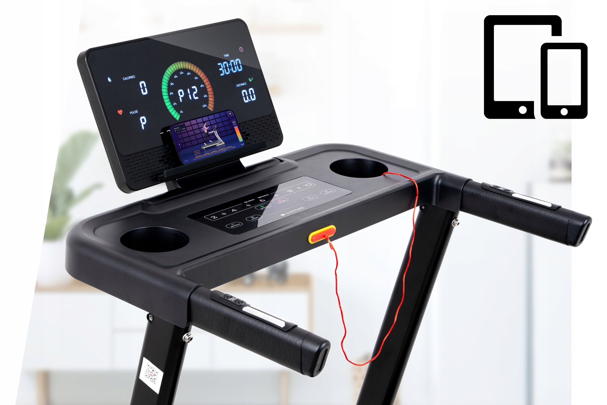 EVOX Electric TREADMILL Folding TRAINING 12km/h SHOCK ABSORPTION HOME APP Maximum user weight 130 kg